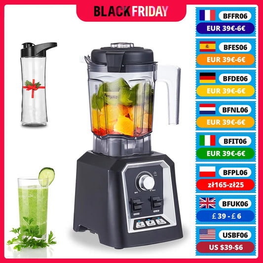 BioloMix Automatic Program Professional Kitchen Smoothie Blender BPA FREE 2L Low-profile Jar Food Mixer Juicer Ice Crusher