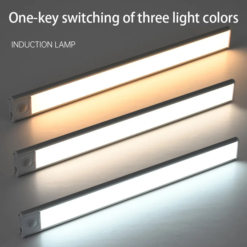 LED Night Light 20/30/40/60CM Motion Sensor Wireless USB Cabinet Night Light Wardrobe Lamp For Kitchen Cabinet Bedroom Wardrobe