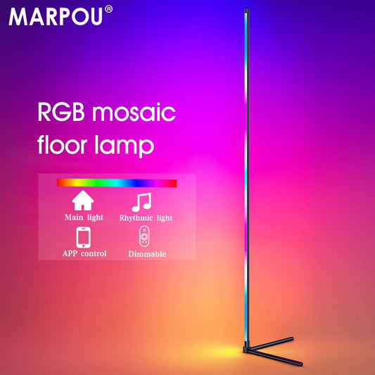 MARPOU RGB Floor lamp Tuya with APP Remote Voice Control Mood Corner Standing Lamps for Living room Modern Home Decoration