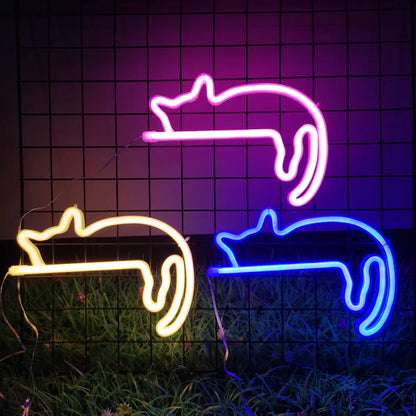 Cat Neon Sign for Wall Decor Led Light Up Sign Decor Pet Store Animal Club USB for Room Wall Home Party Birthday Gift