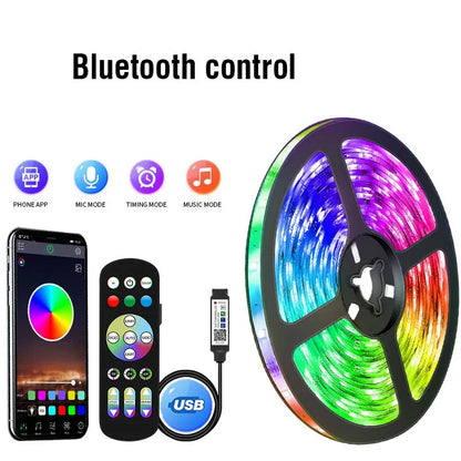 1-30M USB 5050 Led Strip Lights RGB Bluetooth APP Control Luces Led Flexible Diode Decoration For Living Room Lamp Ribbon